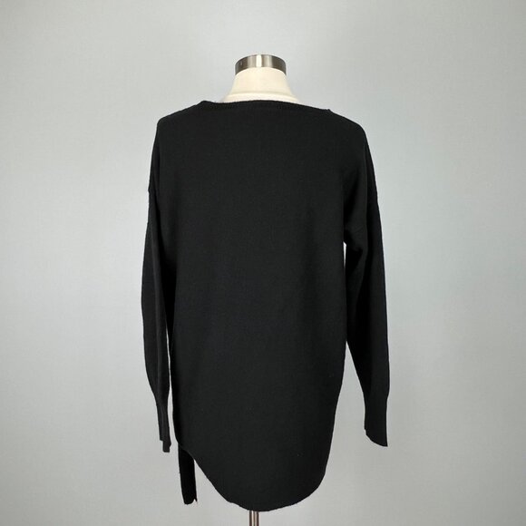 J Crew Womens Black Tie Front Boat Neck Sweater Wool Blend size Medium - Picture 6 of 12